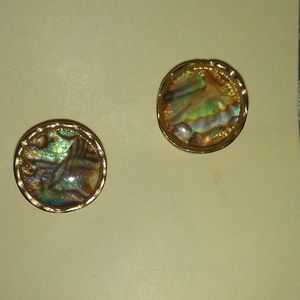 Gold multi colored stud earrings